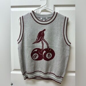 Vigoss Gray and Burgundy Knit Sweater vest